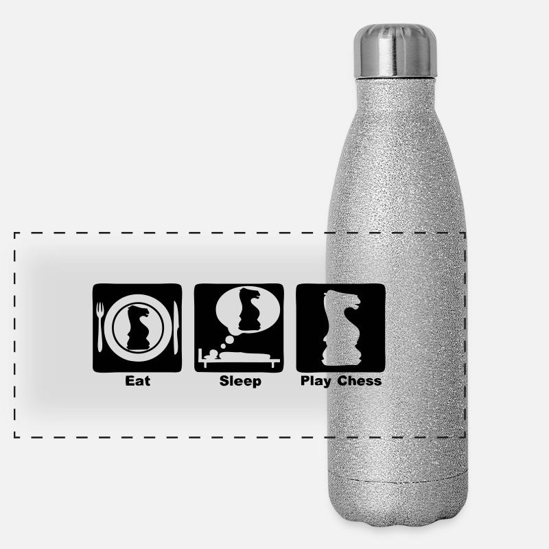 essen Sie Schlaf-Spiel-Schach Panorama Glitzer Isolierflasche 500 ml