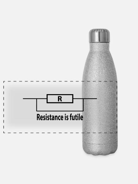 resistance is futile - Panorama Glitzer Isolierflasche 500 ml - Silber Glitzer - Vorne