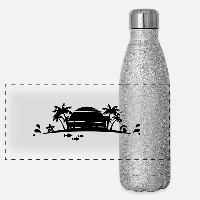 Sommer - Palmen Strand Panorama Glitzer Isolierflasche 500 ml