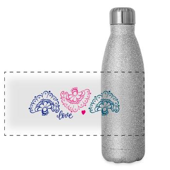 Ornamente Love - Panorama Glitzer Isolierflasche 500 ml - Silber Glitzer - Vorne
