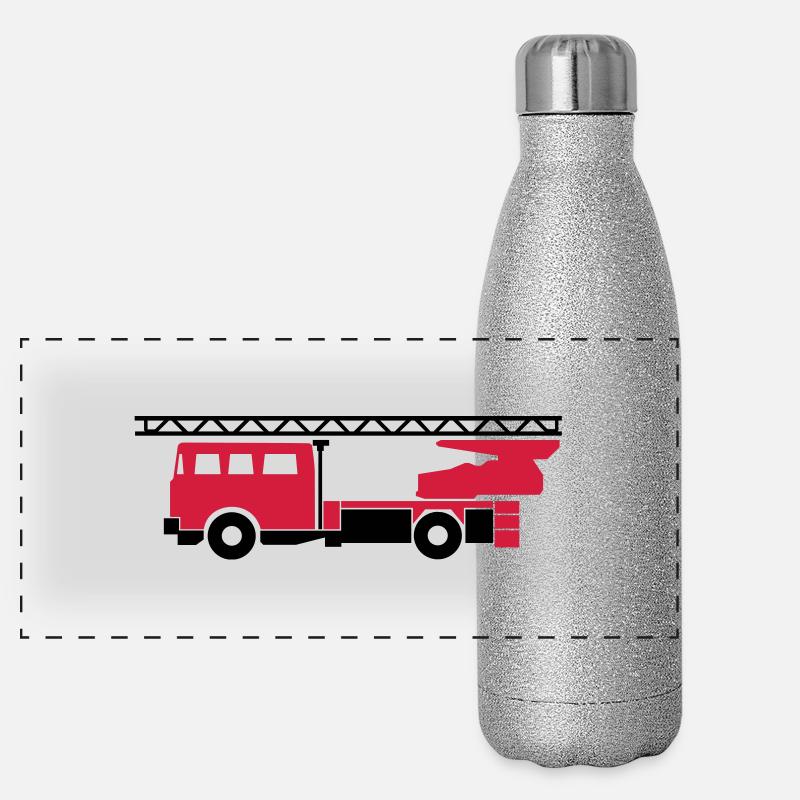 Feuerwehrauto (fire engine) Panorama Glitzer Isolierflasche 500 ml