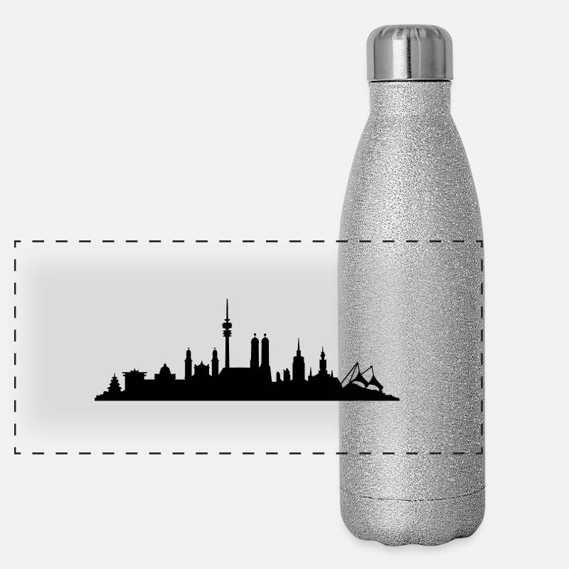 Skyline München Panorama Glitzer Isolierflasche 500 ml