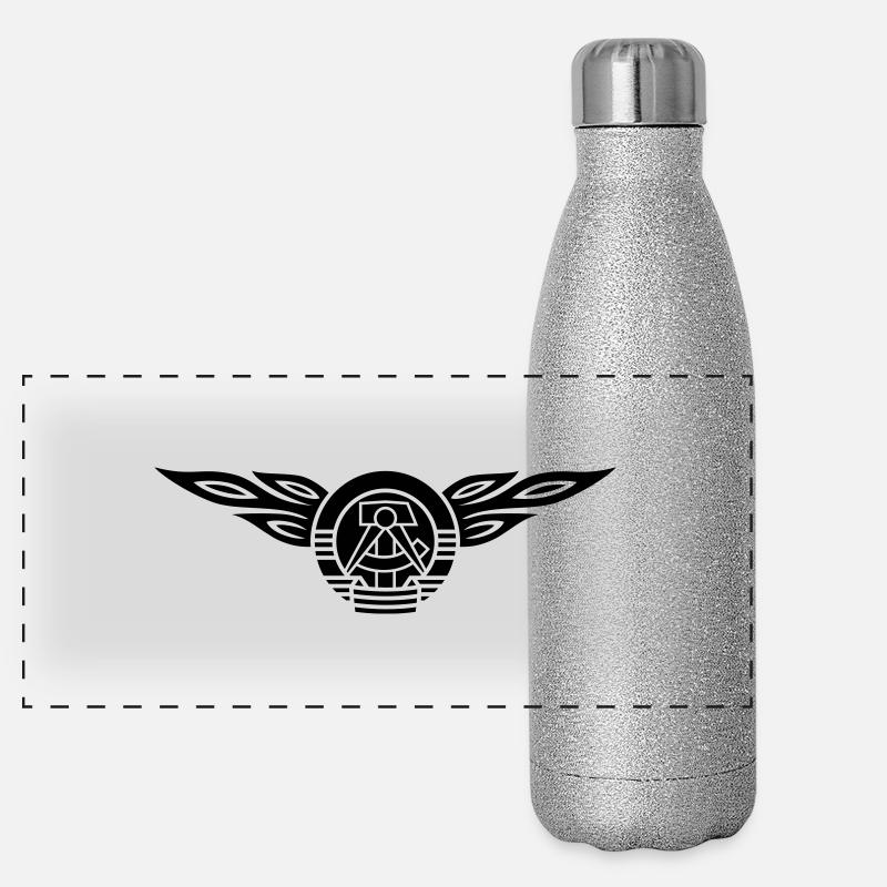 GDR flames crest 1c - Panoramic Glitter Thermal Bottle 500 ml - silver glitter