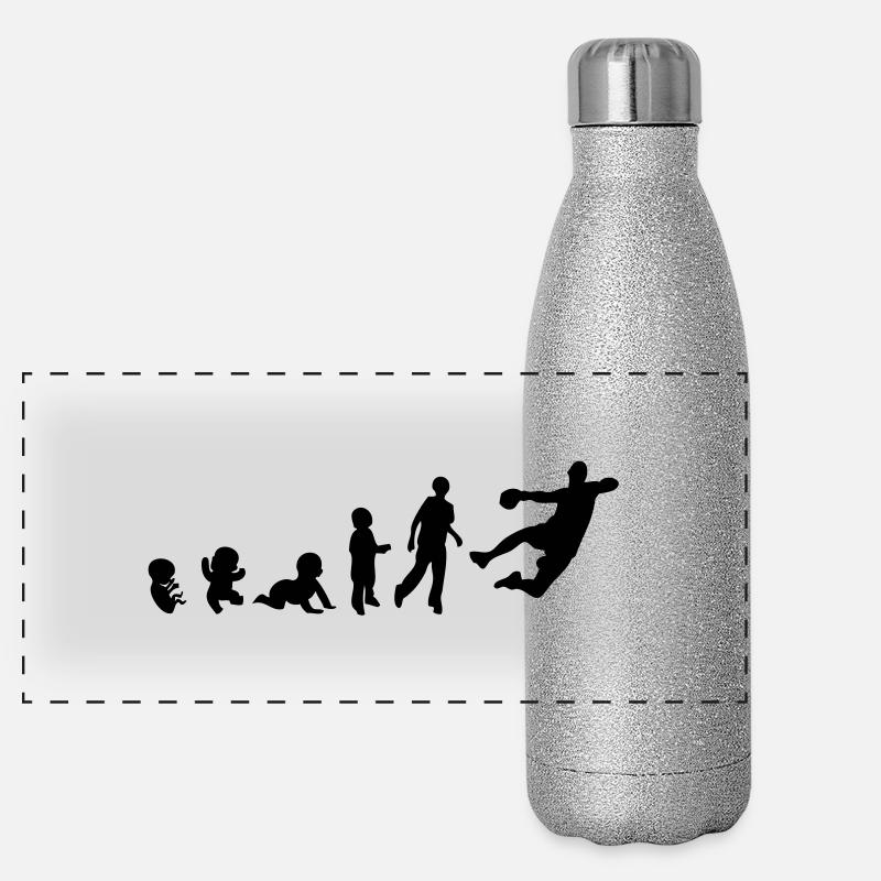 Handball-Sport-Evolution der Menschenrechte Panorama Glitzer Isolierflasche 500 ml