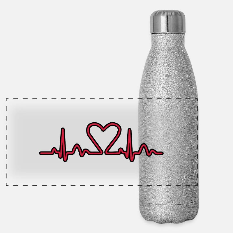 Lignes de impulsion d'électrocardiogramme de coeur Gourde isotherme panoramique pailletée 500 ml