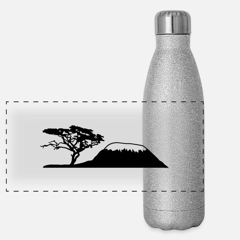 Africa tree mountain Kilimanjaro Panoramic Glitter Thermal Bottle 500 ml