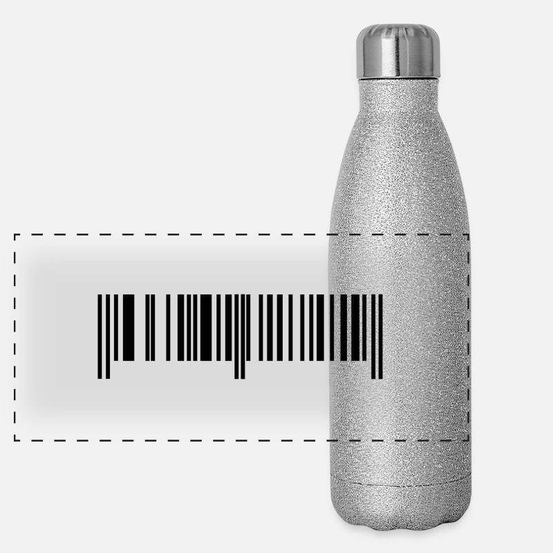 Barcode - Strichcode - Panorama Glitzer Isolierflasche 500 ml - Silber Glitzer