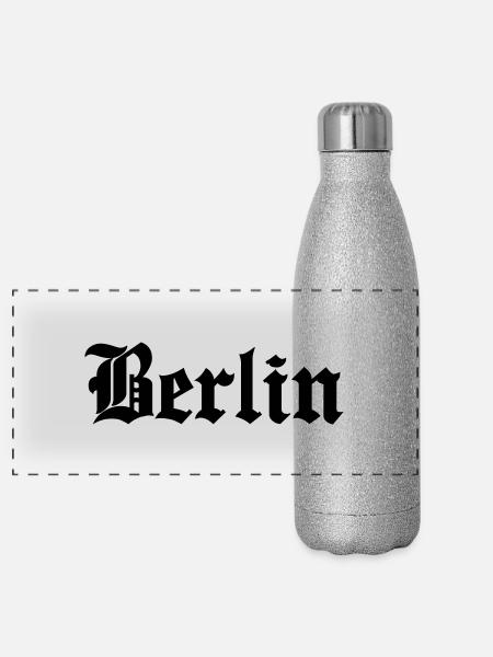 Berlin - Panorama Glitzer Isolierflasche 500 ml - Silber Glitzer