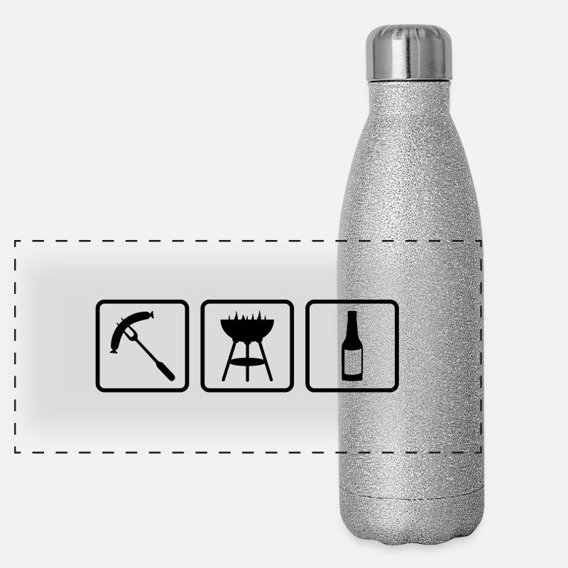 Wurst - Griller - Bier Panorama Glitzer Isolierflasche 500 ml