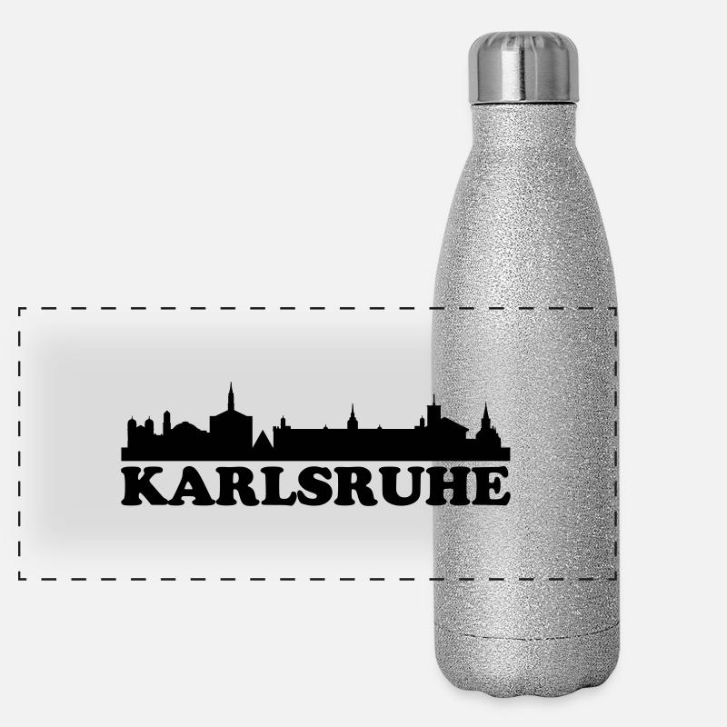 Skyline Karlsruhe Text Panorama Glitzer Isolierflasche 500 ml