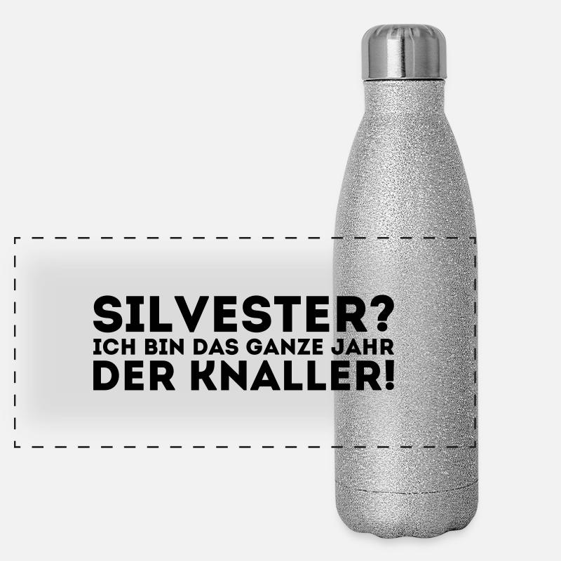 Silvester - Ich bin das ganze Jahr der Knaller Panorama Glitzer Isolierflasche 500 ml