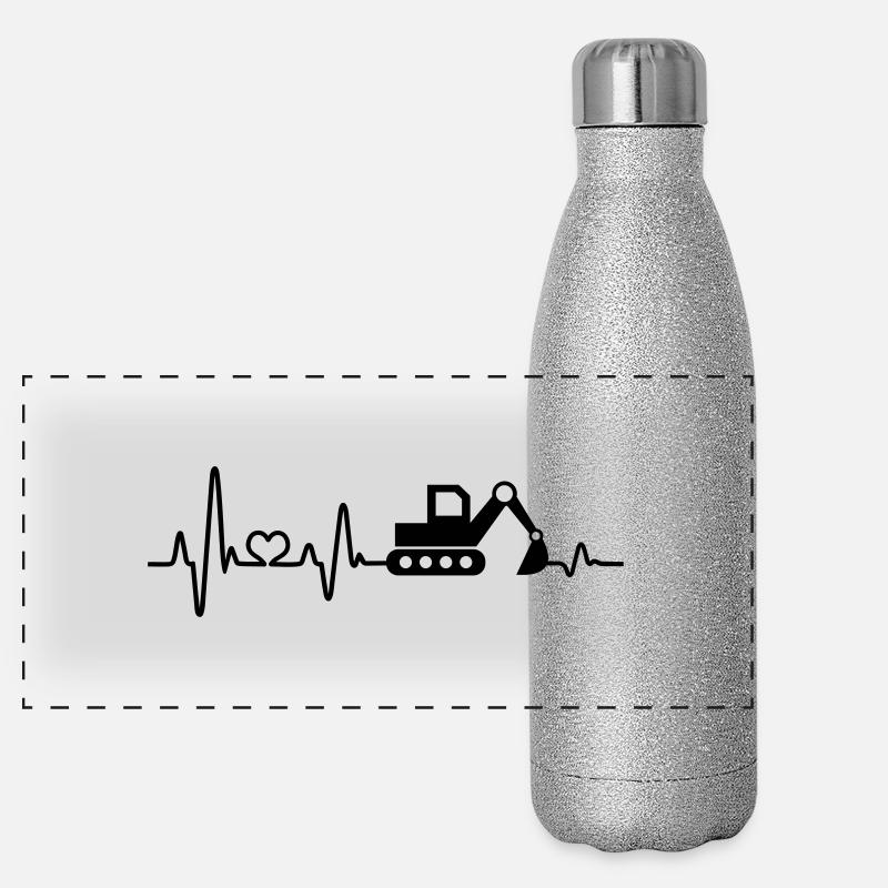 Bagger Baustelle Bauarbeiter Baggerfahrer Geschenk Panorama Glitzer Isolierflasche 500 ml