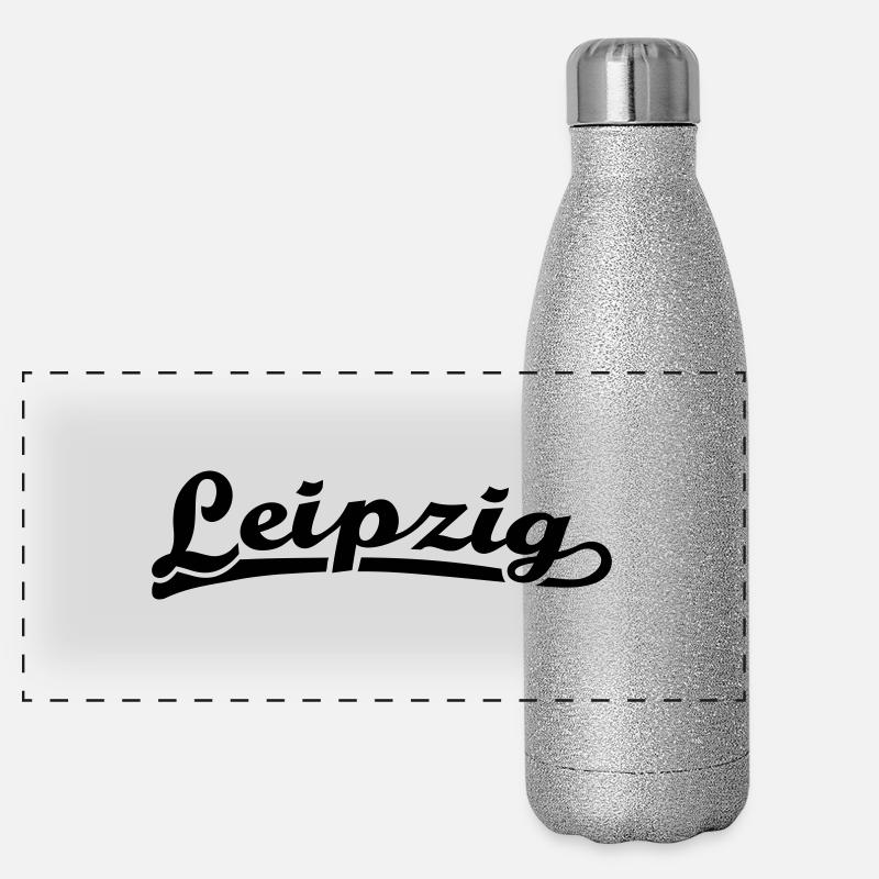 Leipzig Schrift Retro Panorama Glitzer Isolierflasche 500 ml