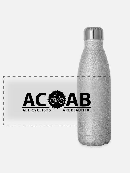 ACAB ALL CYCLISTS - Panorama Glitzer Isolierflasche 500 ml - Silber Glitzer - Vorne