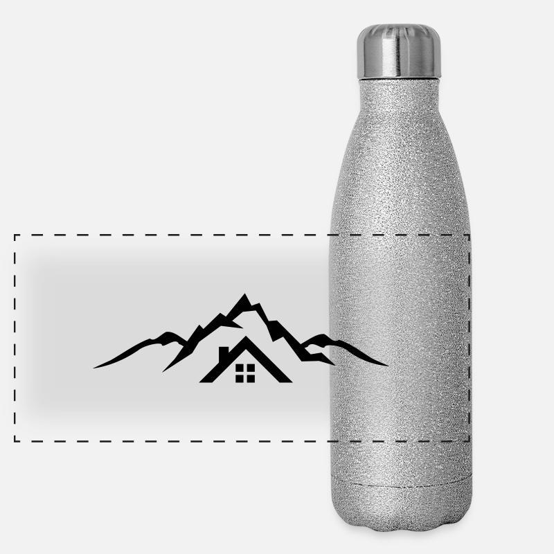Landschaft - Berge Hütte Panorama Glitzer Isolierflasche 500 ml