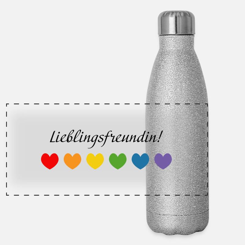 Regenbogenherzchen Lieblingsfreundin Panorama Glitzer Isolierflasche 500 ml