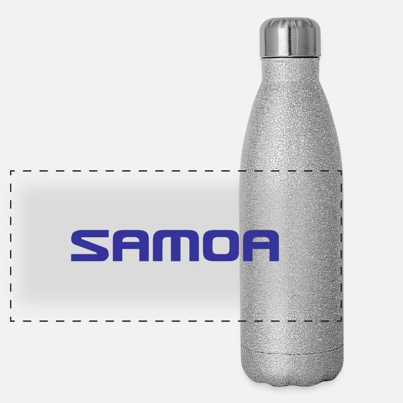 Logo des Samoa - Polynésie - Mers du Sud - Gourde isotherme panoramique pailletée 500 ml - paillettes argentées