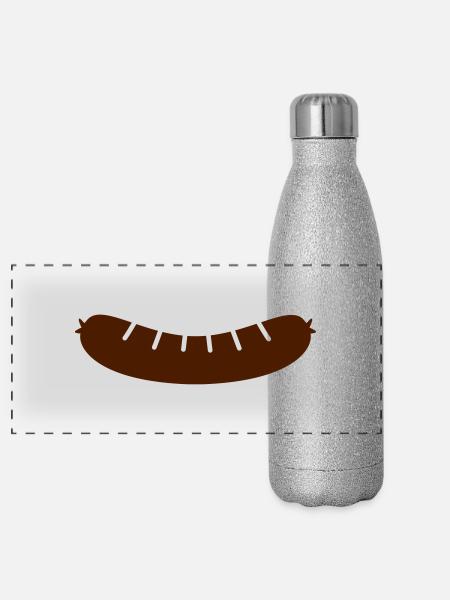 Würstchen - Panorama Glitzer Isolierflasche 500 ml - Silber Glitzer