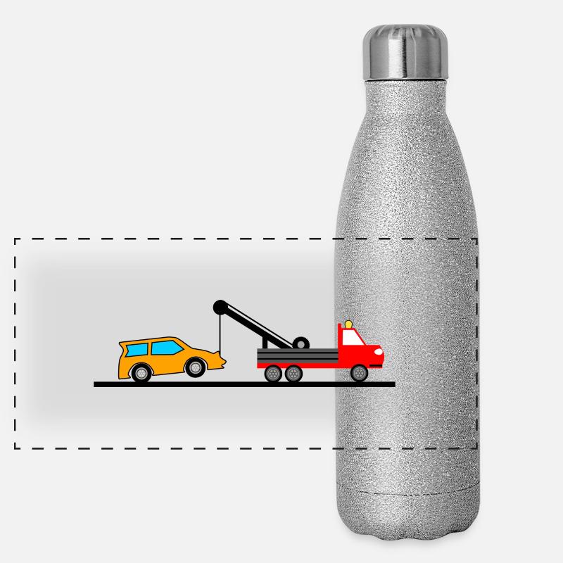 Abschleppwagen Panorama Glitzer Isolierflasche 500 ml