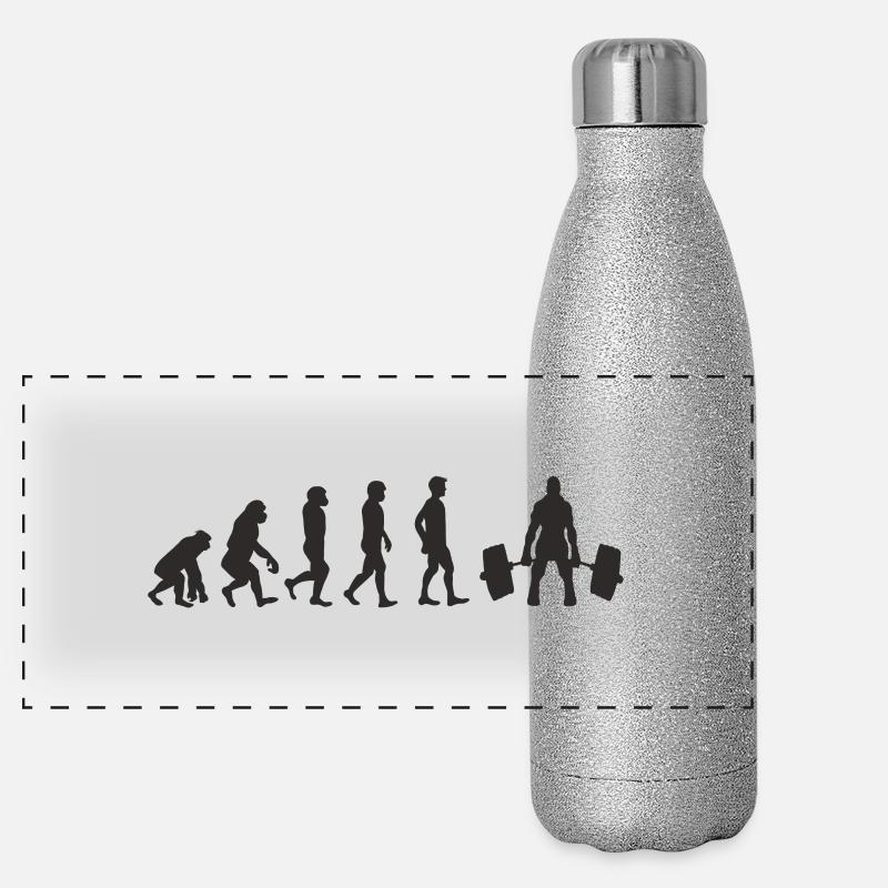 Evolution Weight Lifting - Panorama Glitzer Isolierflasche 500 ml - Silber Glitzer