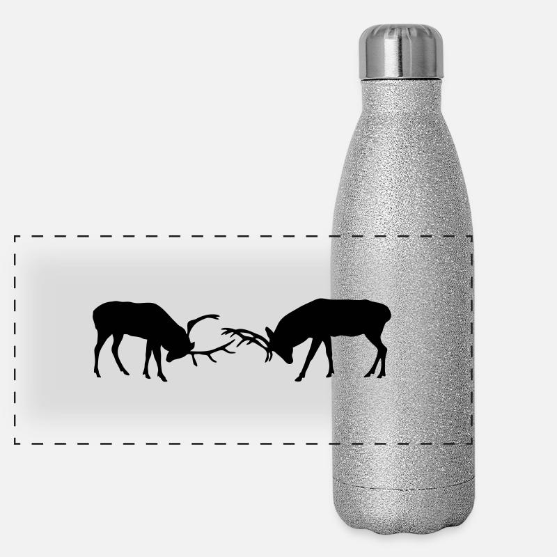 cerfs - bois de cervidé - la chasse - chasseur Gourde isotherme panoramique pailletée 500 ml