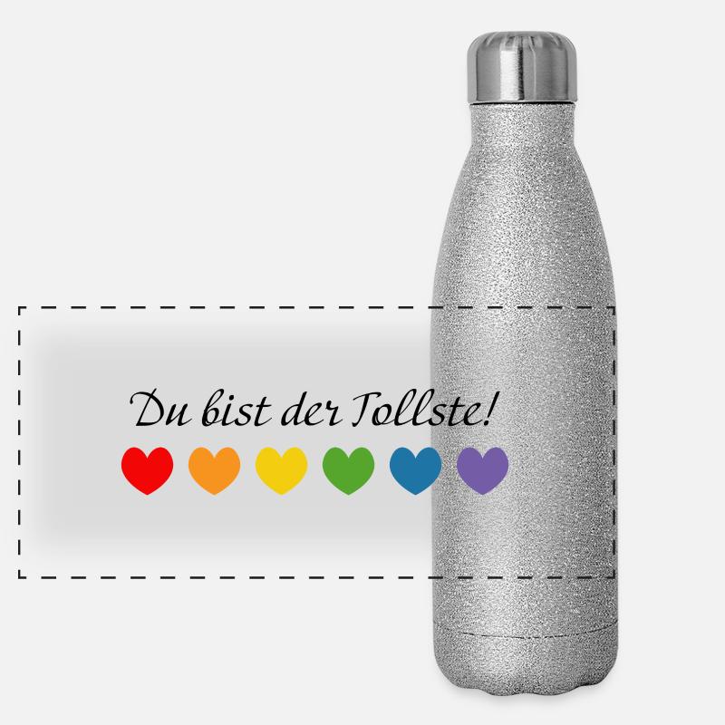 Regenbogenherzchen du bist der tollste Panorama Glitzer Isolierflasche 500 ml