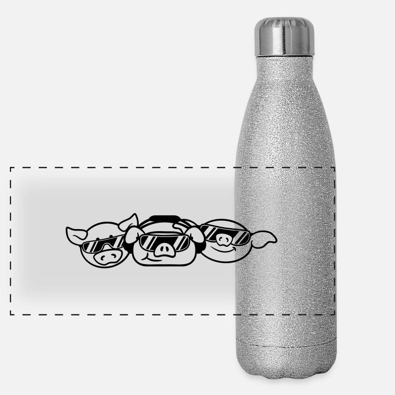 Porcs de partie 3 amis DJ team Gourde isotherme panoramique pailletée 500 ml