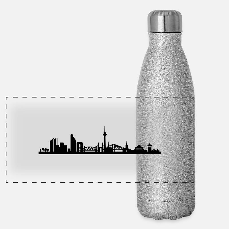 Dusseldorf Skyline - Gourde isotherme panoramique pailletée 500 ml - paillettes argentées