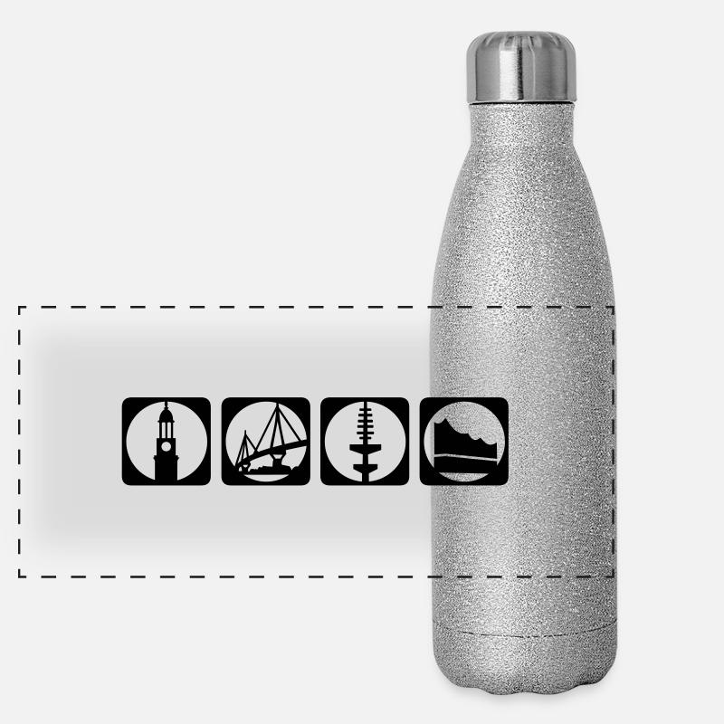 hamburg piktogramm Panorama Glitzer Isolierflasche 500 ml
