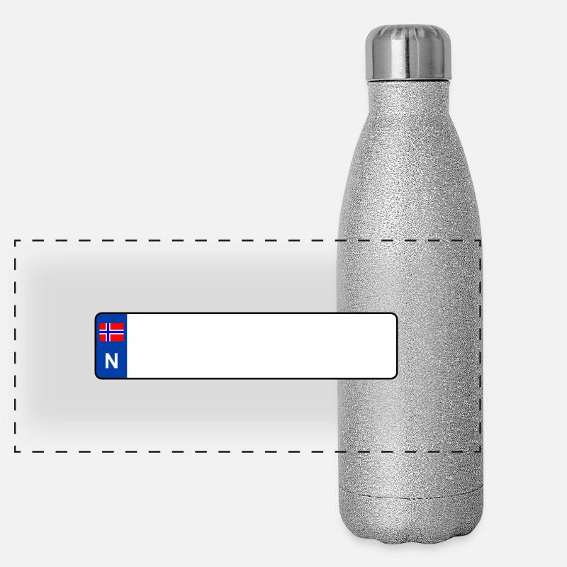 plaque d'immatriculation N - Gourde isotherme panoramique pailletée 500 ml - paillettes argentées