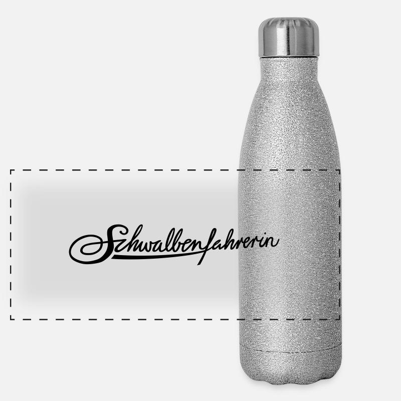 Logo Schwalbenfahrerin Panorama Glitzer Isolierflasche 500 ml