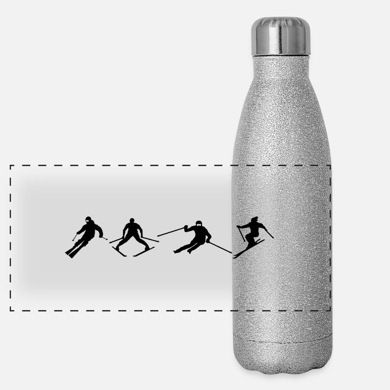 Skifahrer Panorama Glitzer Isolierflasche 500 ml