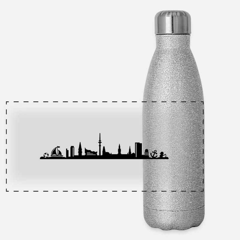 Skyline Hamburg Strand Panorama Glitzer Isolierflasche 500 ml