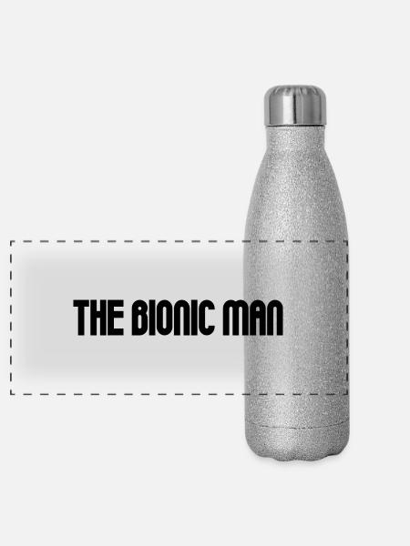 The Bionic Man - Panoramic Glitter Thermal Bottle 500 ml - silver glitter - Front