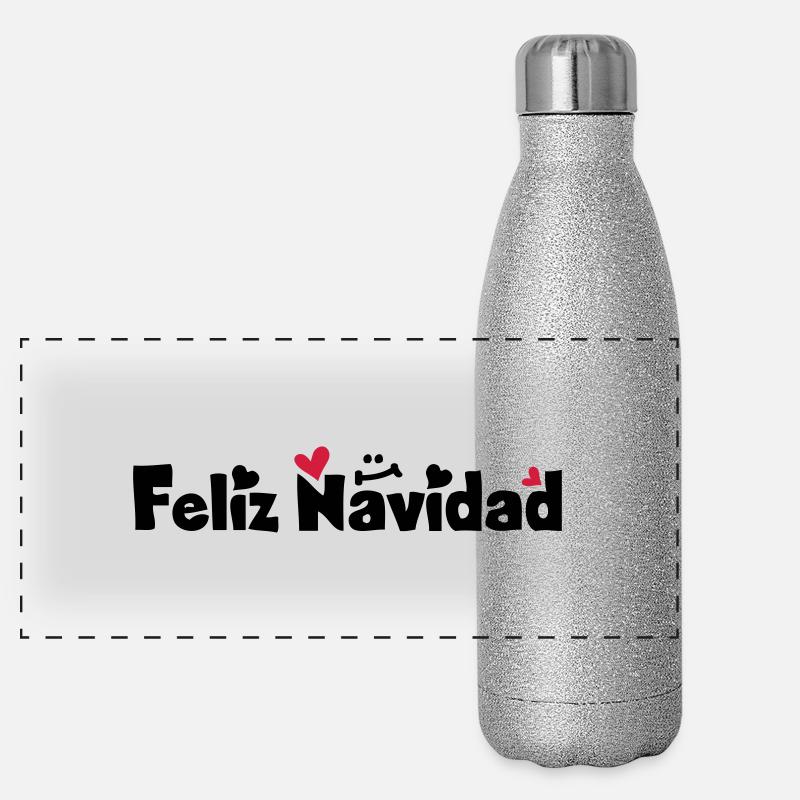 Feliz Navidad Frohe Weihnachten Panorama Glitzer Isolierflasche 500 ml