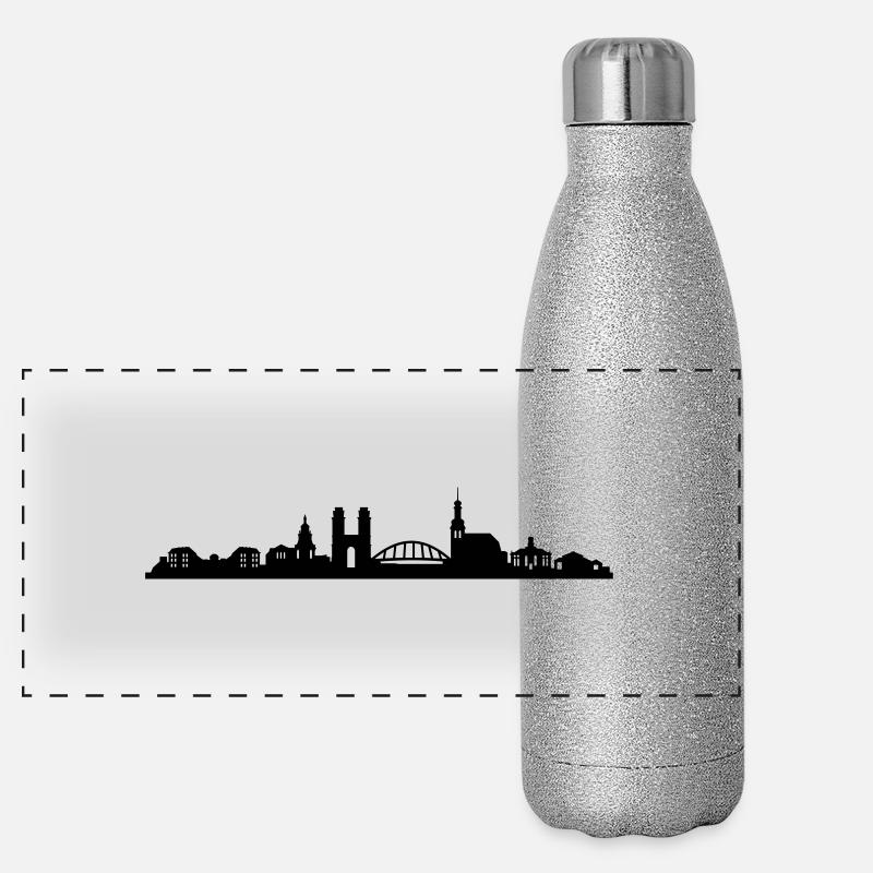 Skyline Saarbrücken Silhouette Panorama Glitzer Isolierflasche 500 ml
