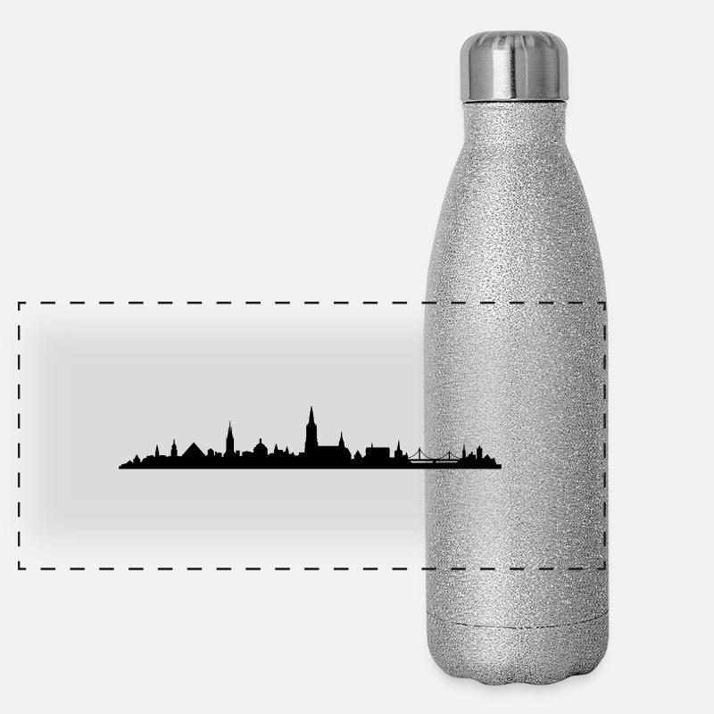 Skyline Ulm Panorama Glitzer Isolierflasche 500 ml