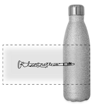 Klarinette (quer) - Panorama Glitzer Isolierflasche 500 ml - Silber Glitzer - Vorne