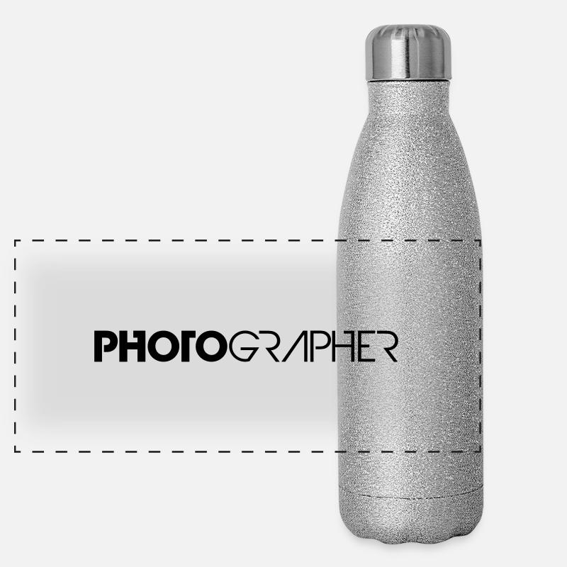 Cool Text Logo Design Photographer Panoramic Glitter Thermal Bottle 500 ml