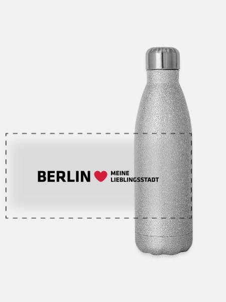 Berlin Ma ville préférée - Gourde isotherme panoramique pailletée 500 ml - paillettes argentées - Devant