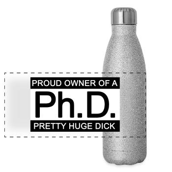 Doctorat Propriétaire fier d'un Dick assez énorme - Gourde isotherme panoramique pailletée 500 ml - paillettes argentées - Devant
