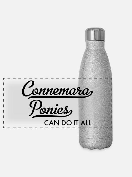 Connemara Pony - Panorama Glitzer Isolierflasche 500 ml - Silber Glitzer