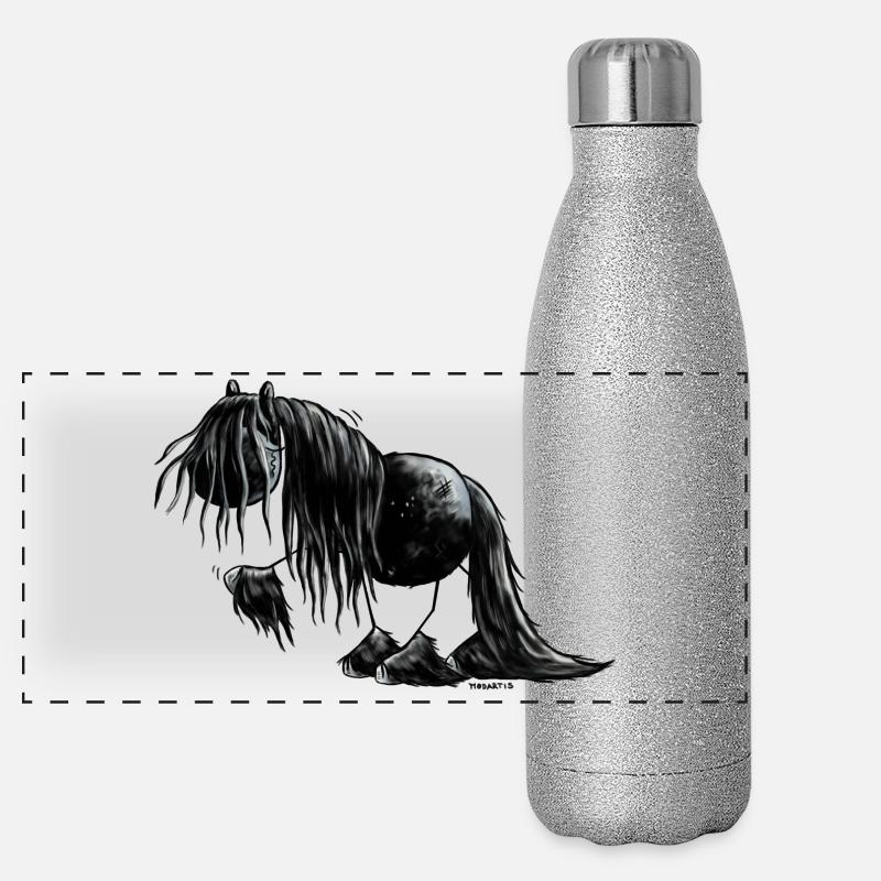 Frison cheval dessin animé Gourde isotherme panoramique pailletée 500 ml