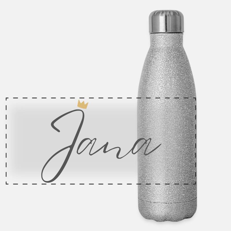 Prinzessin Jana Crown Hemd – Name mit Buchstabe J Panorama Glitzer Isolierflasche 500 ml