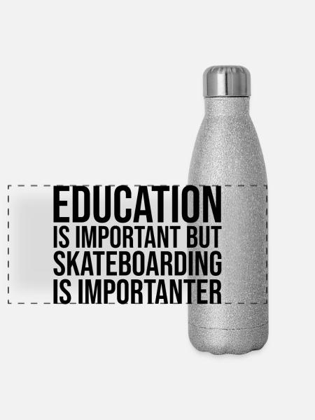 Skateboard Skateboard Skateboard - Panorama Glitzer Isolierflasche 500 ml - Silber Glitzer
