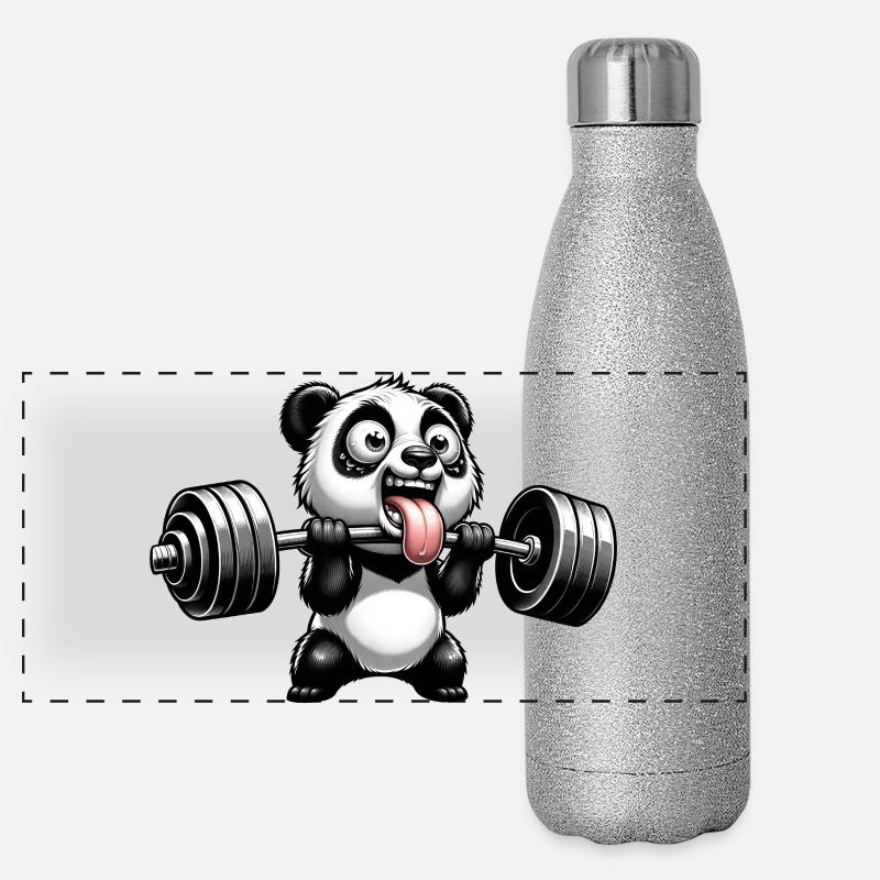 Panda Workout Strength Training Weightlifter Funny Panoramic Glitter Thermal Bottle 500 ml