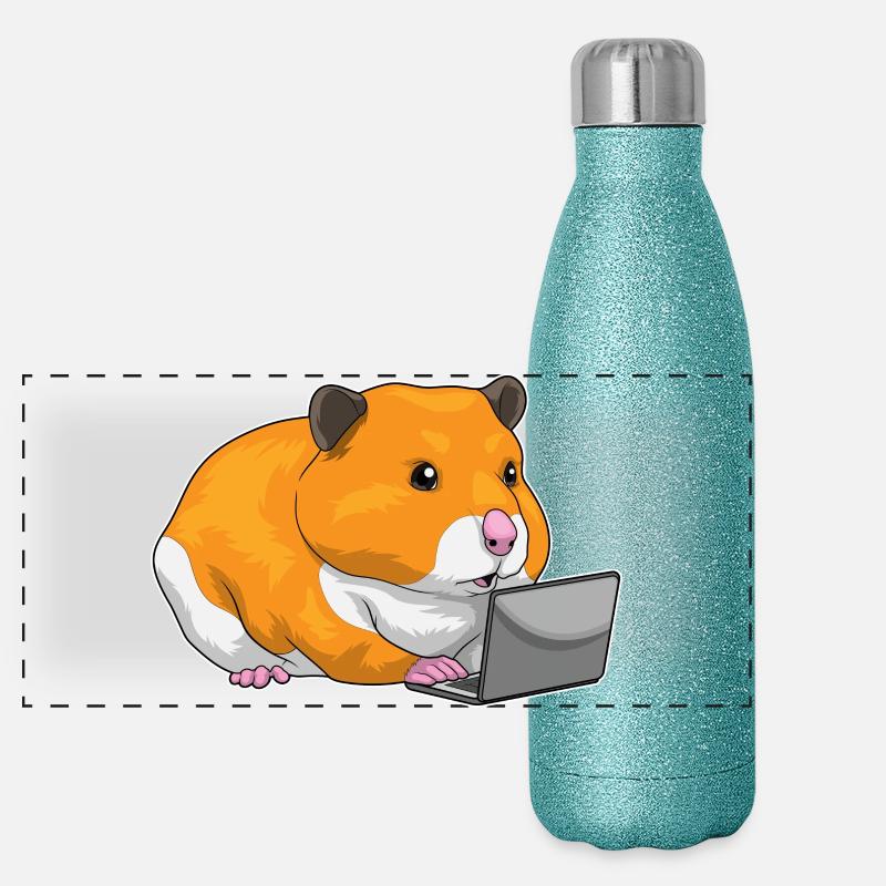 Hamster Laptop Panoramic Glitter Thermal Bottle 500 ml