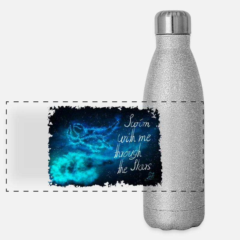 Schwimm durch die Sterne Panorama Glitzer Isolierflasche 500 ml