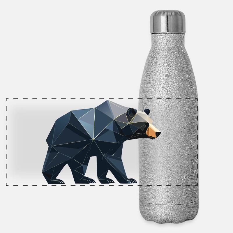 Ours Noir Géo Gourde isotherme panoramique pailletée 500 ml