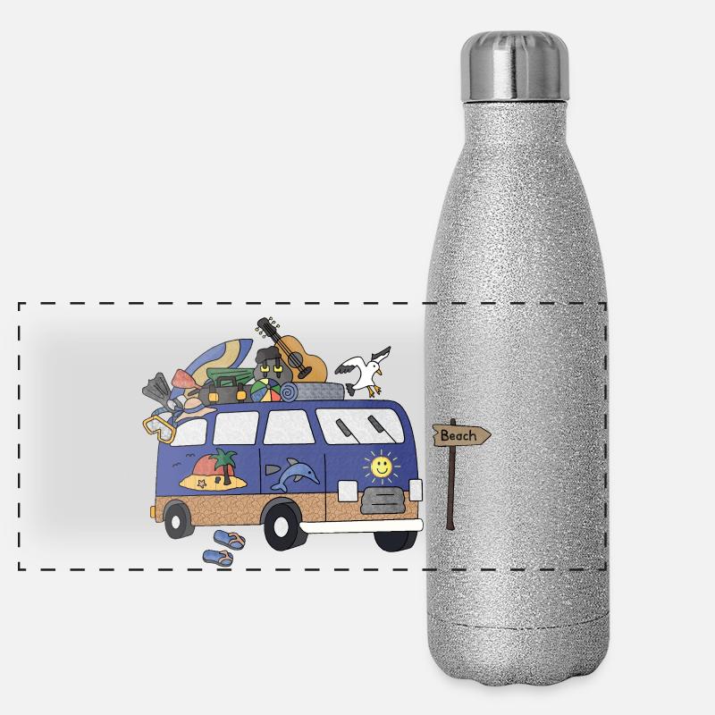 Beach Camper Life Panorama Glitzer Isolierflasche 500 ml